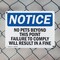 Signmission No Pets Beyond This Point Failure To Comply OSHA Notice Sign, Plastic, 10in W x 7in L, 2PK OS-2PACK-NS-P-710-L-14748 - alternate 5